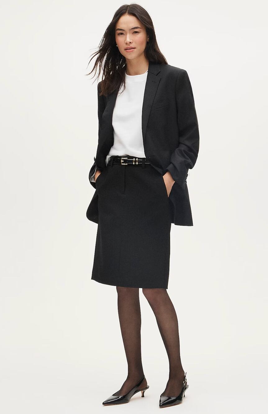 J Crew Trouser Pencil Skirt 8 NWT Black Four Season Stretch CS863 Prep